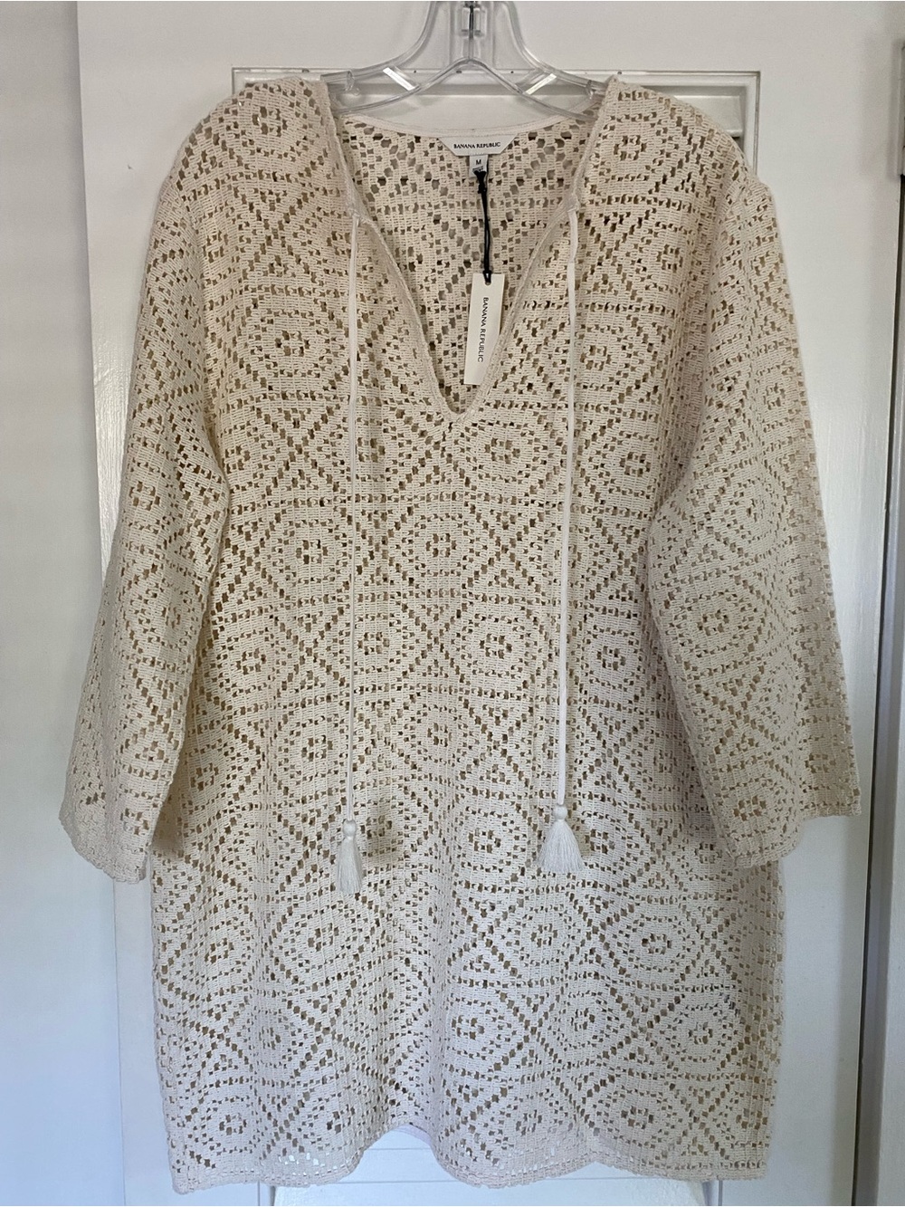 Banana Republic Cream Italian Lace Crochet Tunic Cover-Up